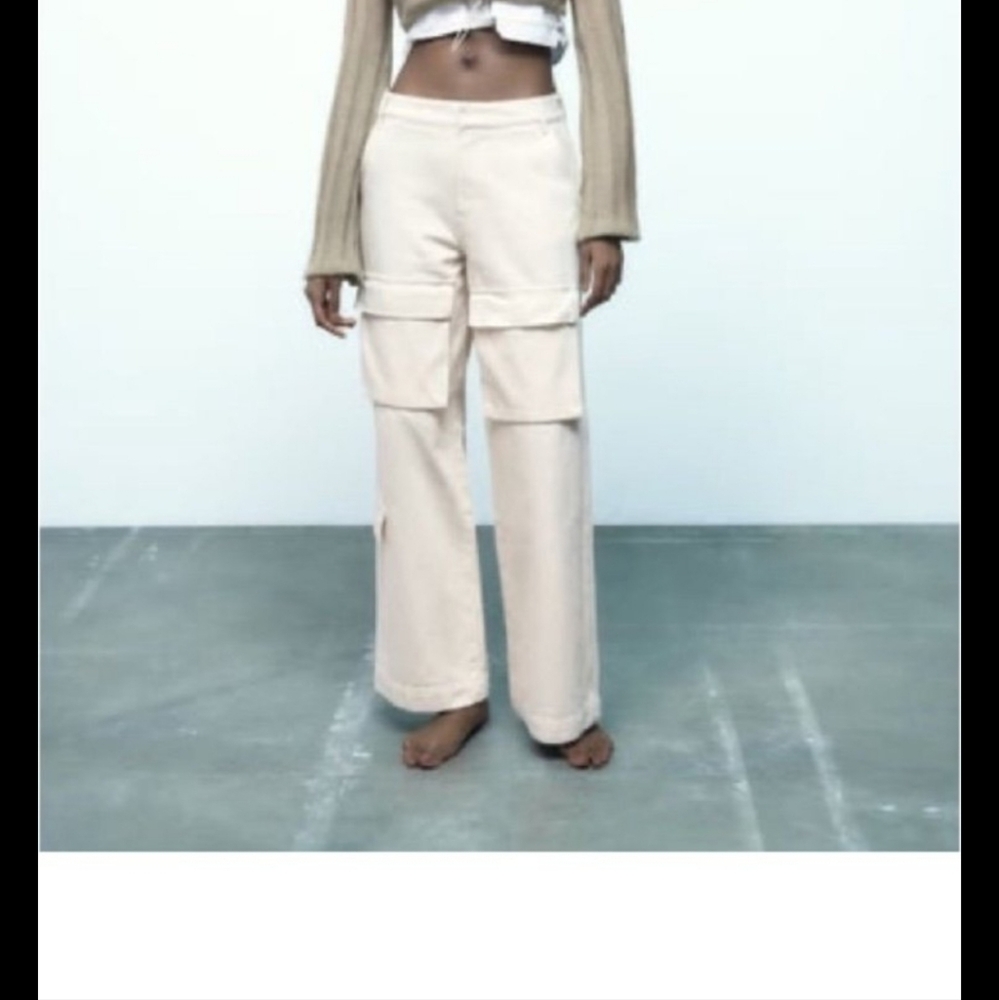 NWT ZARA Wide Leg Cream Pants XXL